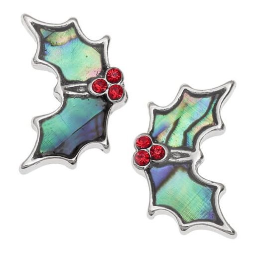 Paua Shell Holly Leaf Stud Earrings