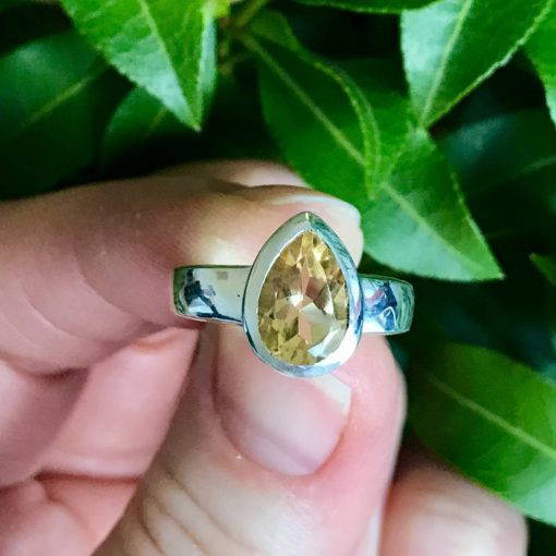 Citrine Peardrop Faceted UK Ring Size M - Image 2