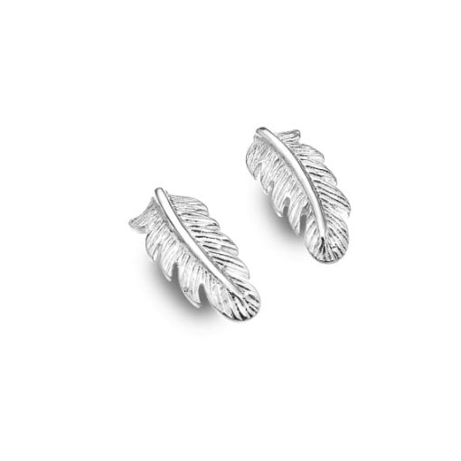 Sterling Silver Feather Stud Earrings
