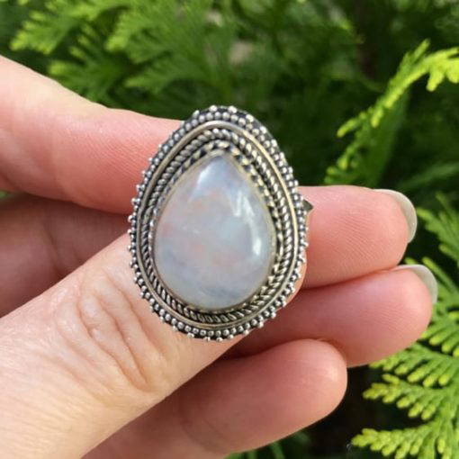 Rainbow Moonstone Ring Fancy Set - Size P - Image 2