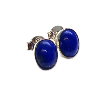 Lapis Oval Stud Earrings