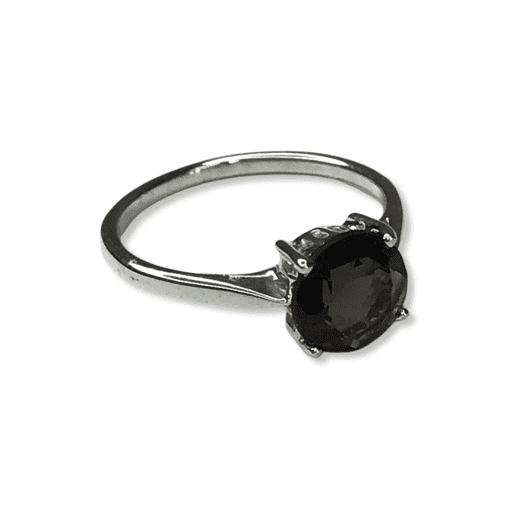 Smoky Quartz Round Solitaire Ring