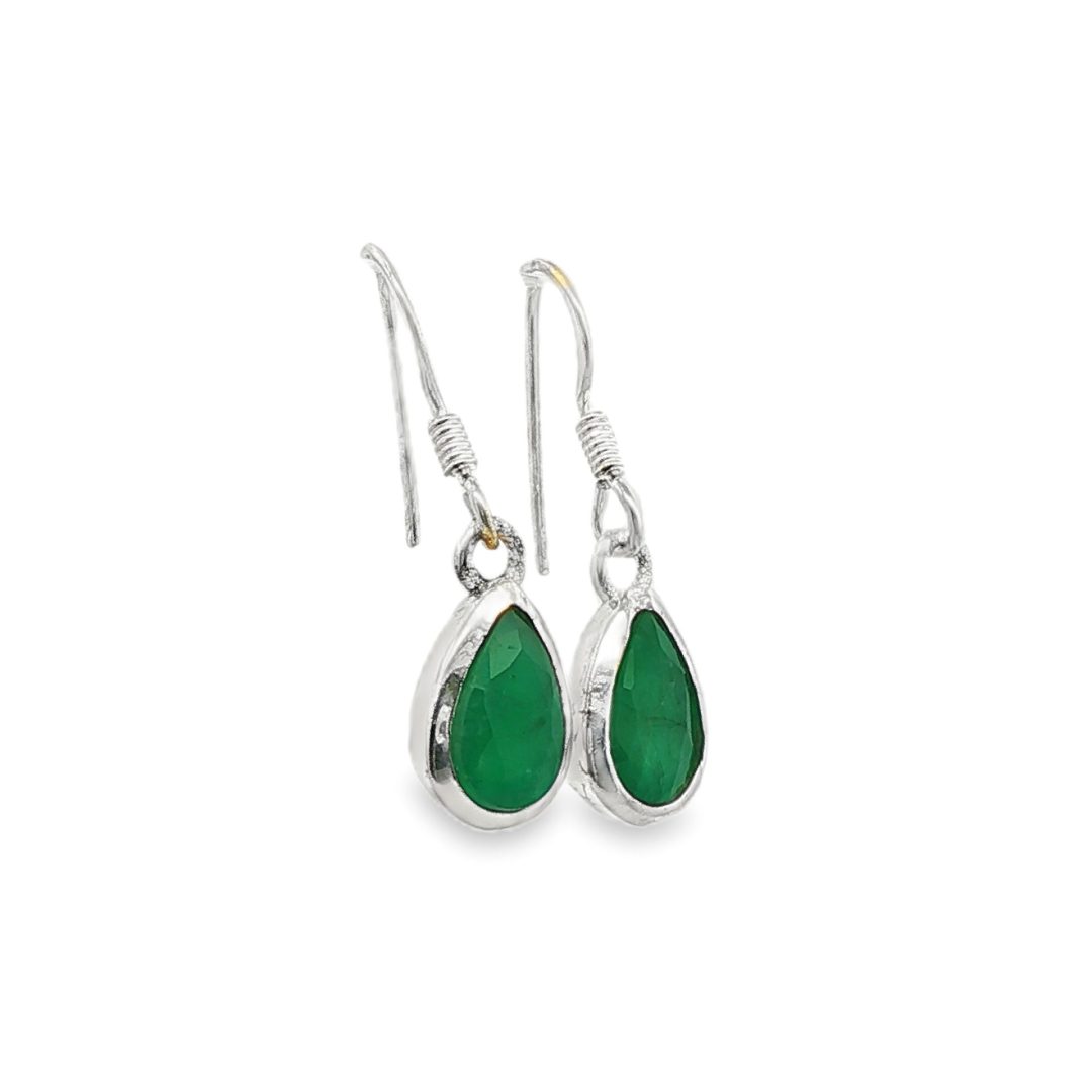 Emerald Peardrop Drop Earrings - Image 2