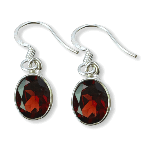 Garnet Oval Drop Earrings