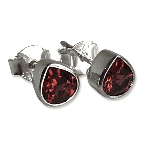 Garnet Squashed Peardrop Stud Earrings