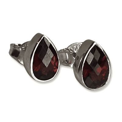 Garnet Peardrop Stud Earrings