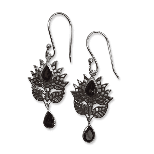 Garnet Flower Drop Earrings