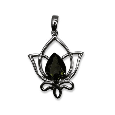 Moldavite Lotus Flower Pendant 2g