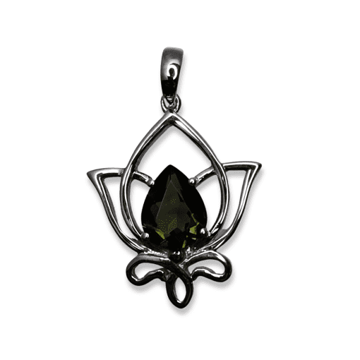 Moldavite Lotus Flower Pendant 2g