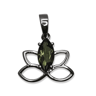 Moldavite Lotus Flower Pendant 1.2g