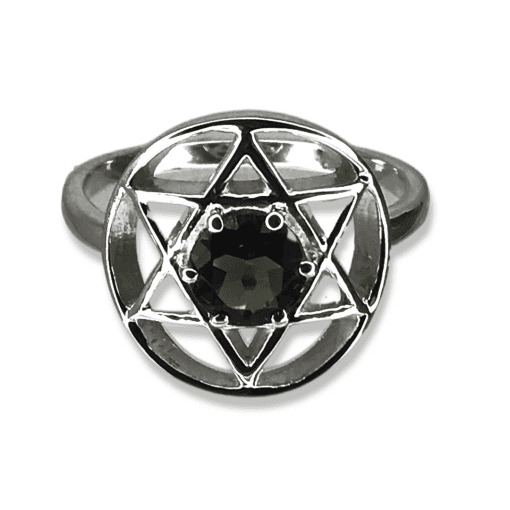 Moldavite Star of David Ring