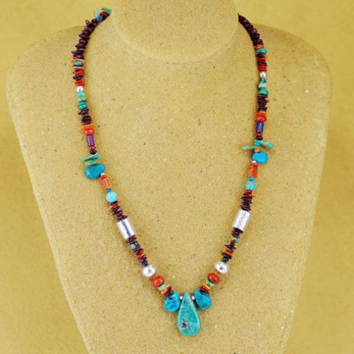 Dan Coriz Necklace With Turquoise, Sugilite and Sea Bamboo