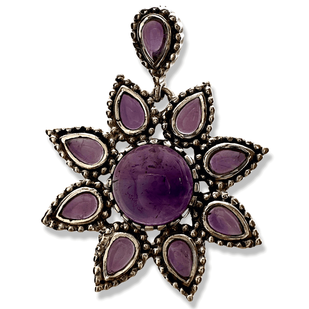 Amethyst Flower Pendant Happy Glastonbury Crystals & Gems