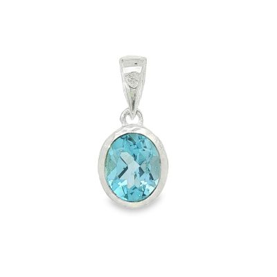 Blue Topaz Small Oval Pendant