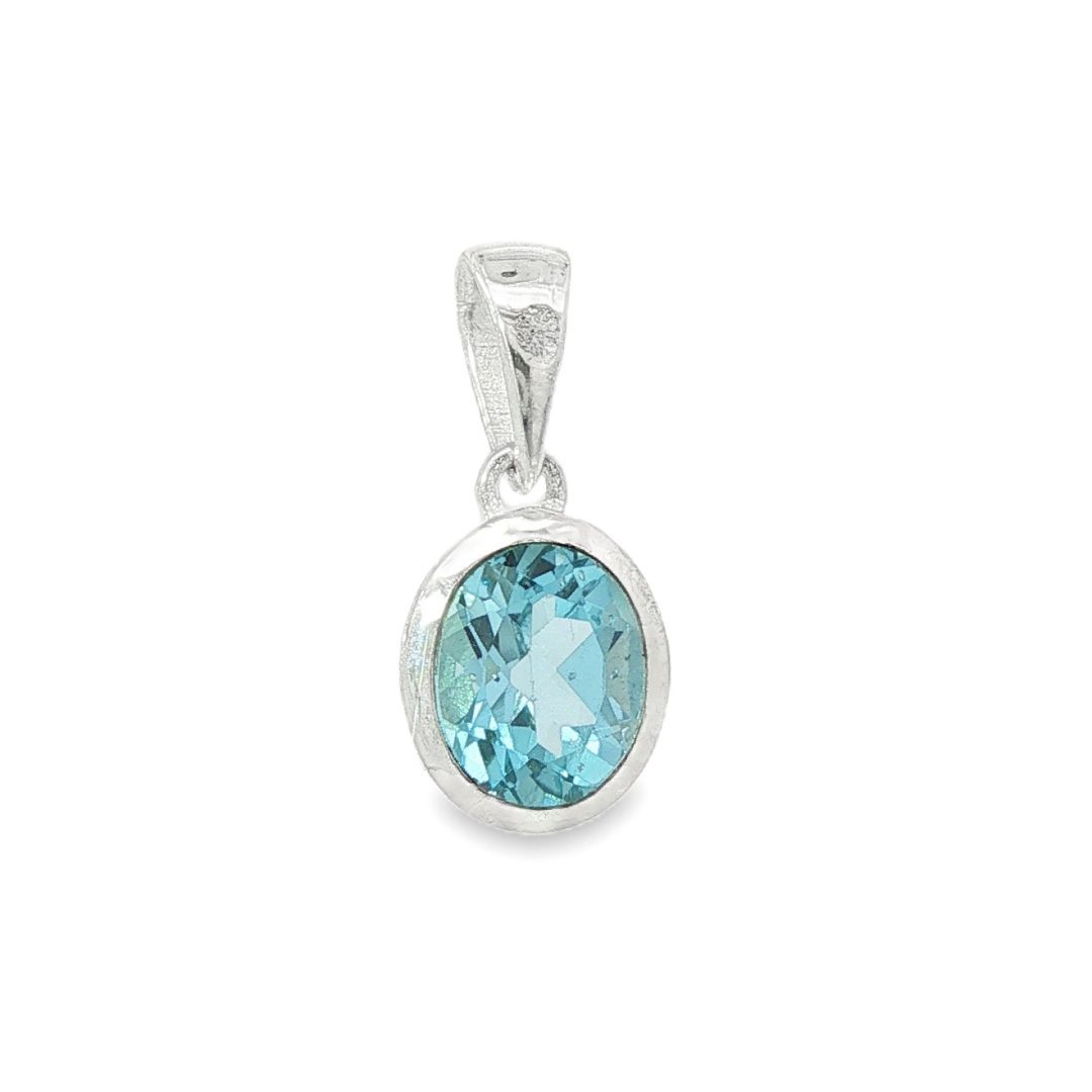 Blue Topaz Small Oval Pendant - Image 2