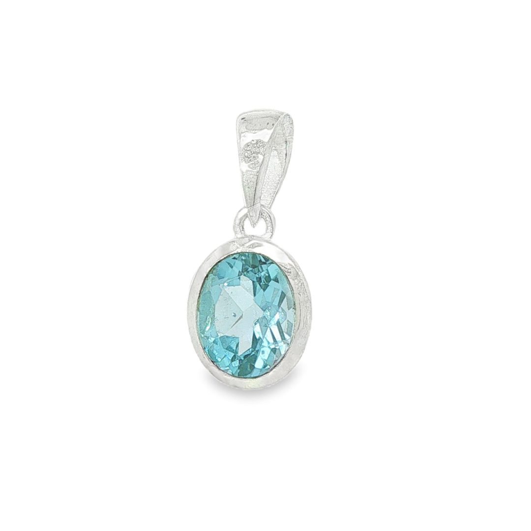 Blue Topaz Small Oval Pendant - Image 3