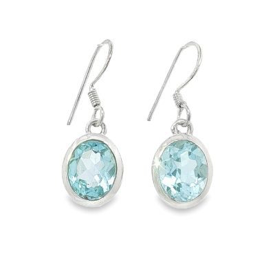 Blue Topaz Oval Drop Earrings