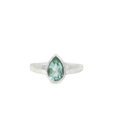Blue Topaz Peardrop Ring