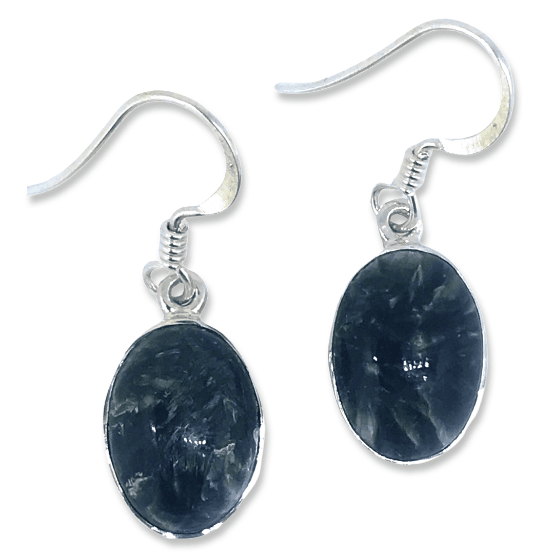 Seraphinite Oval Drop Earrings - Happy Glastonbury | Crystals & Gems