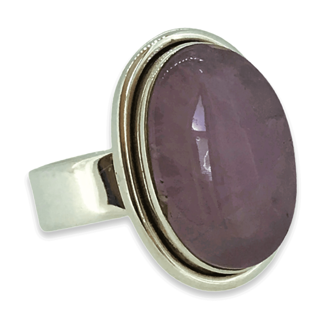 Kunzite Ring 9.2g Size P Happy Glastonbury Crystals & Gems