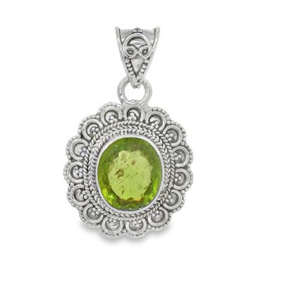 Peridot Ornate Oval Pendant 7.5g