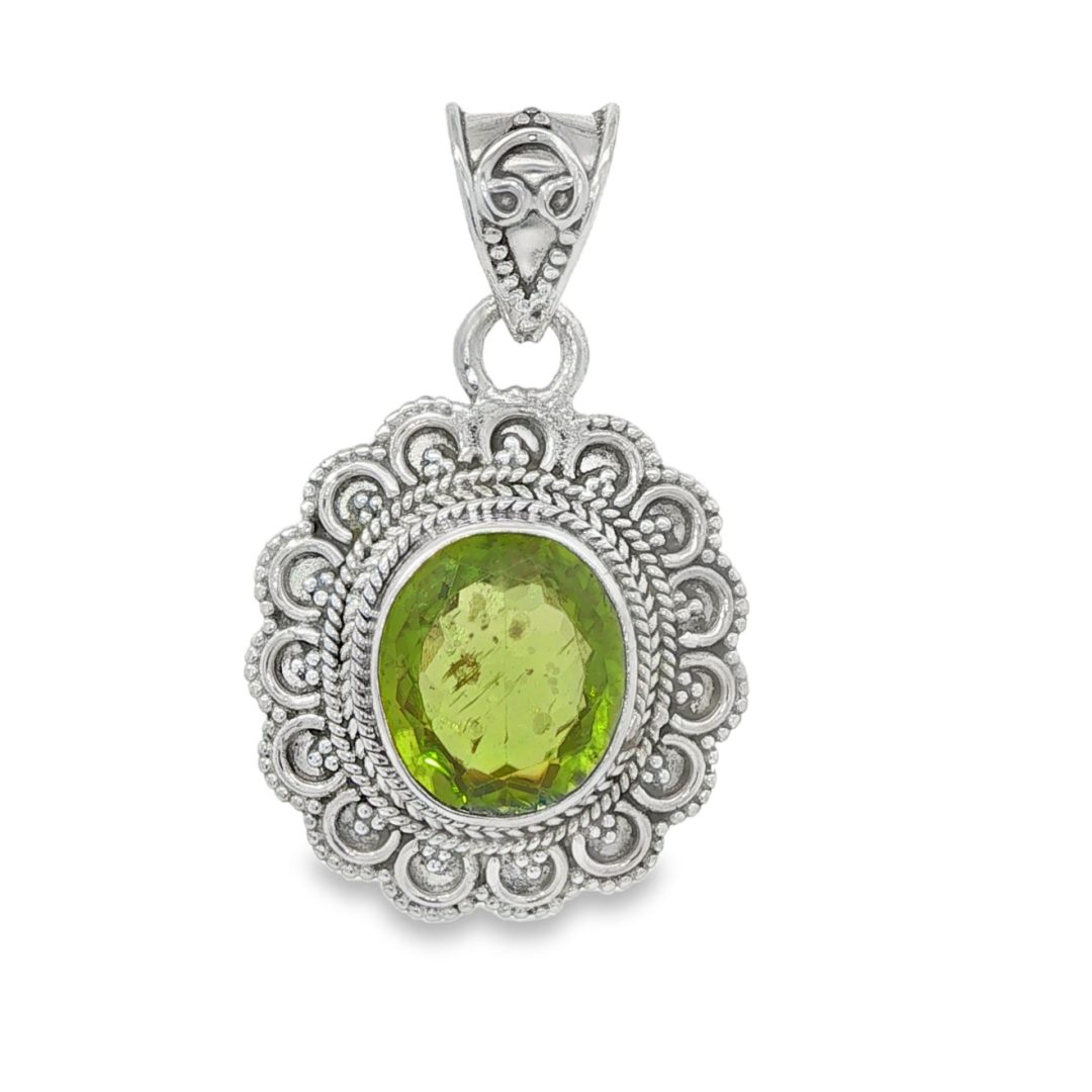 Peridot Ornate Oval Pendant 7.5g