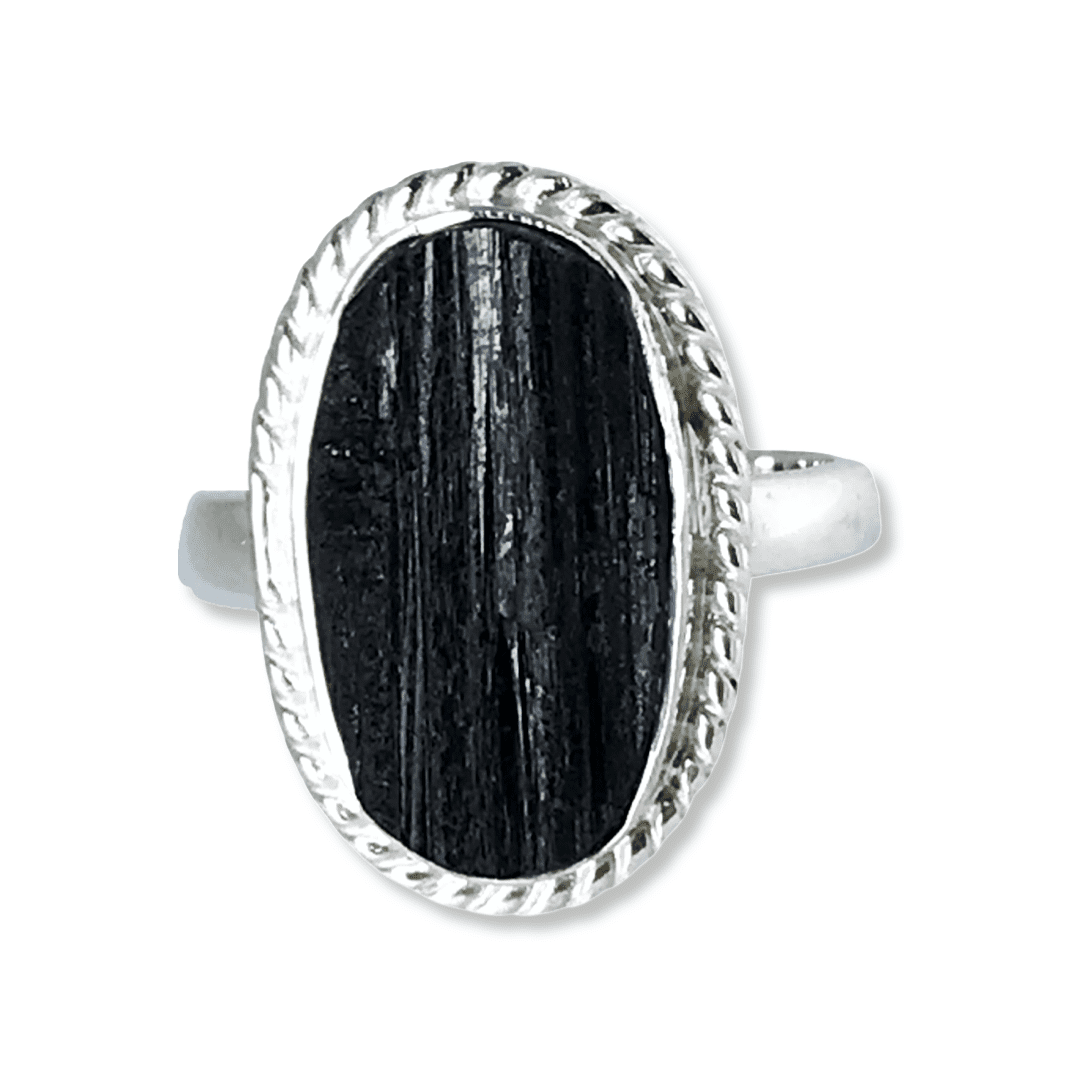 Raw black tourmaline ring hotsell