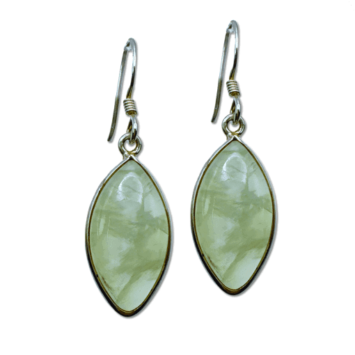 Prehnite Marquis Cabochon Drop Earrings 4.6g