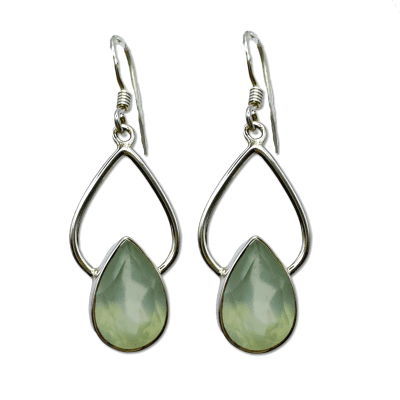 Prehnite Double Peardrop Faceted Drop Earrings 4g