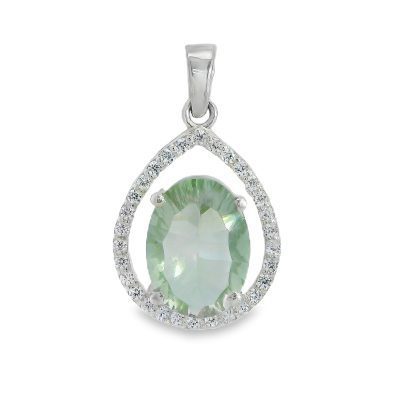Prasiolite Oval Halo Pendant 6g