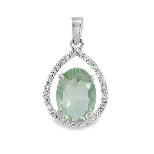 Prasiolite Oval Halo Pendant 6g