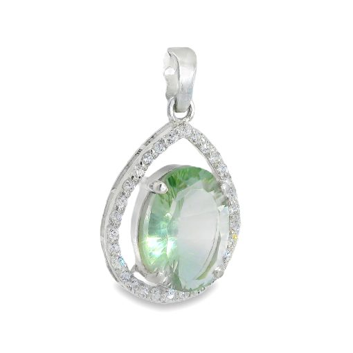 Prasiolite Oval Halo Pendant 6g - Image 2