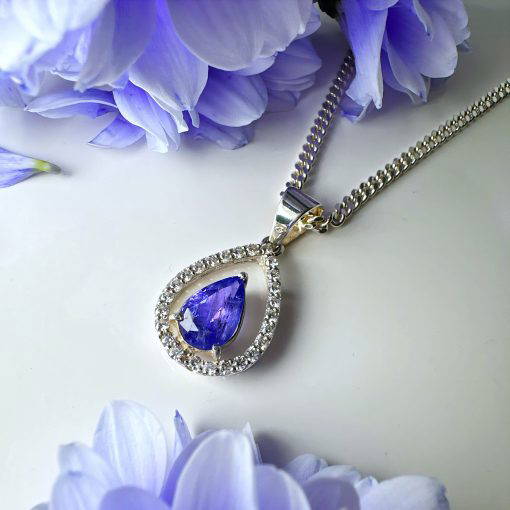 Tanzanite Peardrop Halo Pendant 4g - Image 3