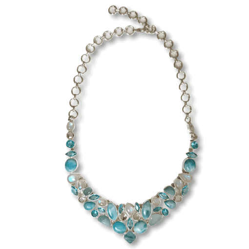Larimar, Rainbow Moonstone and Blue Topaz Necklace - Image 2