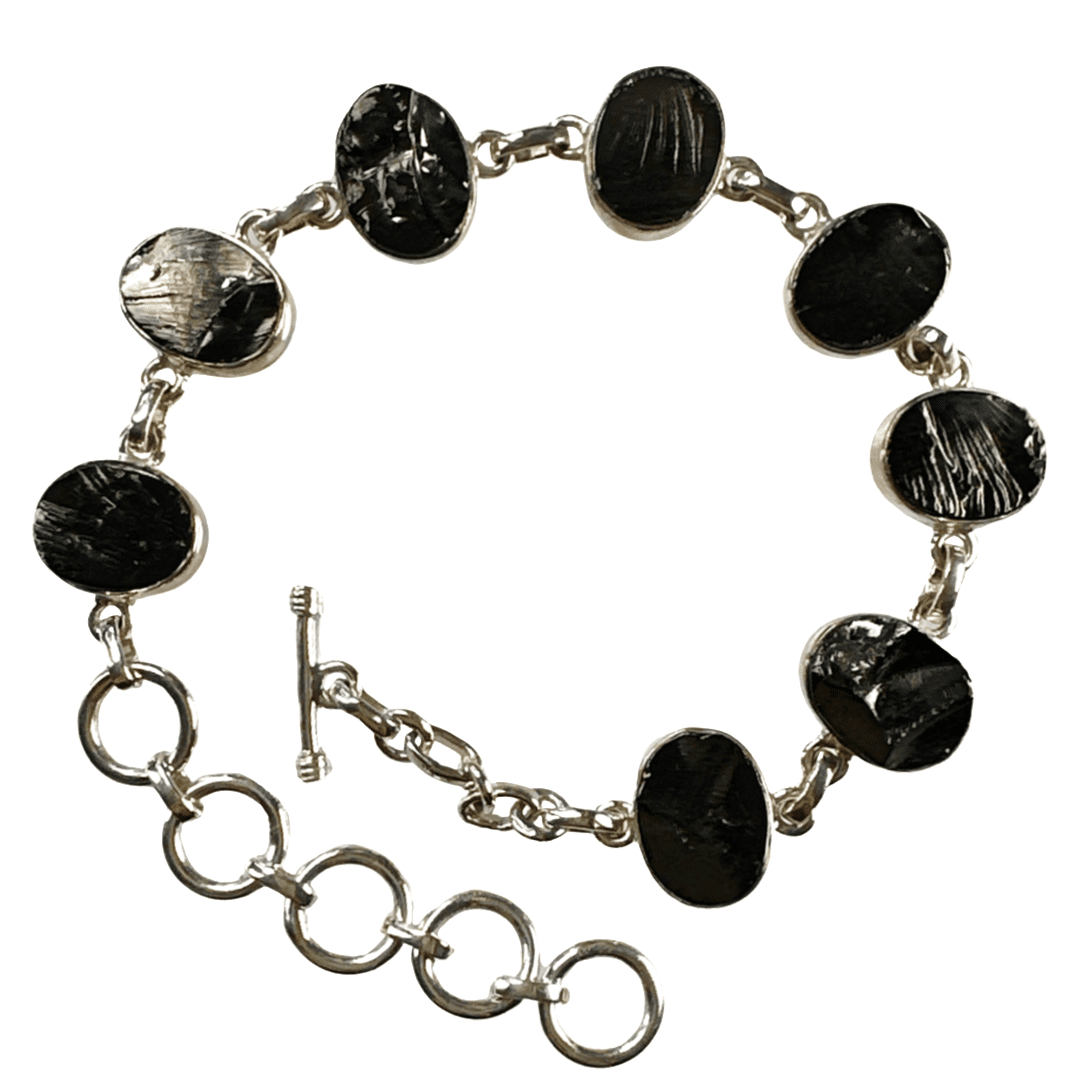 Shungite Raw Ovals Bracelet - Happy Glastonbury | Crystals & Gems