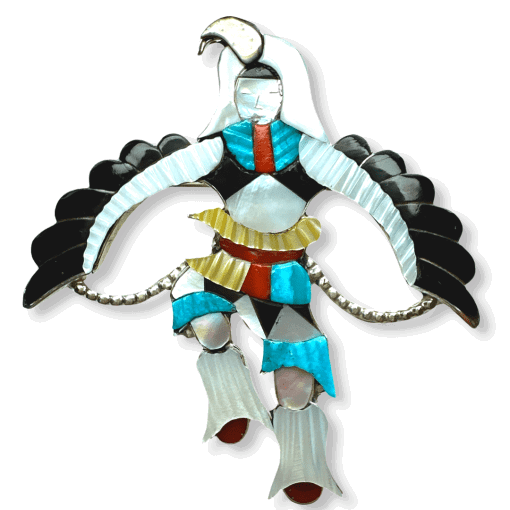 Inlaid Eagle Dancer Brooch/Pendant by Jonathan Beyuka