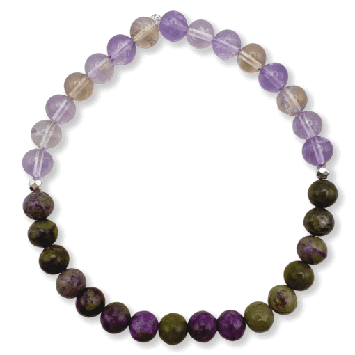 Atlantisite and Ametrine 6mm Natural Bead Bracelet - Image 2