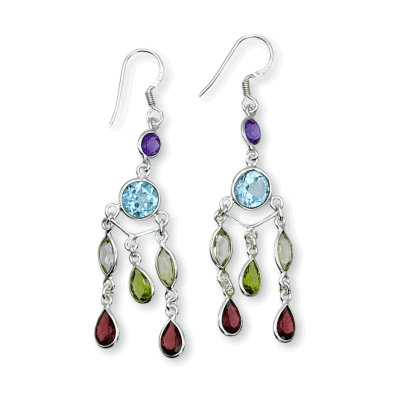 Chandelier Faceted Design Chakra Earrings