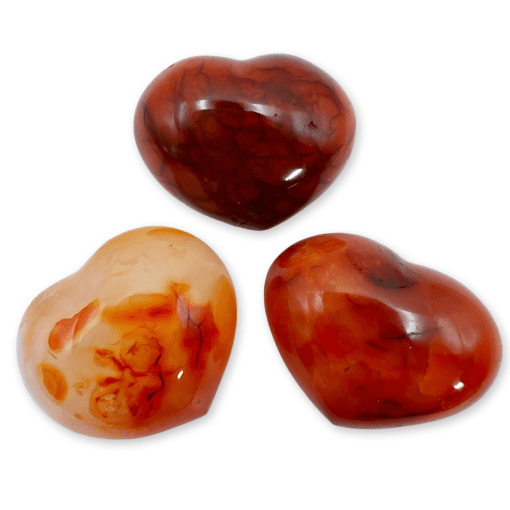 Carnelian Puff Hearts