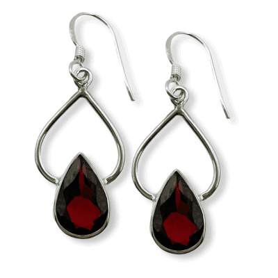 Garnet Pear Drop Earrings 3.7g