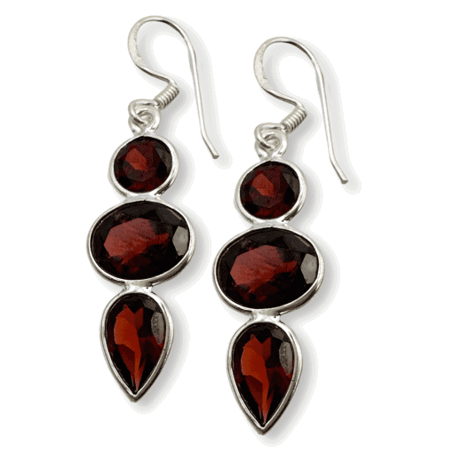 Garnet Triple Stone Earring