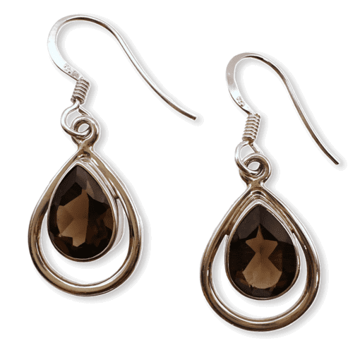 Smoky Quartz Pear Drop Earrings