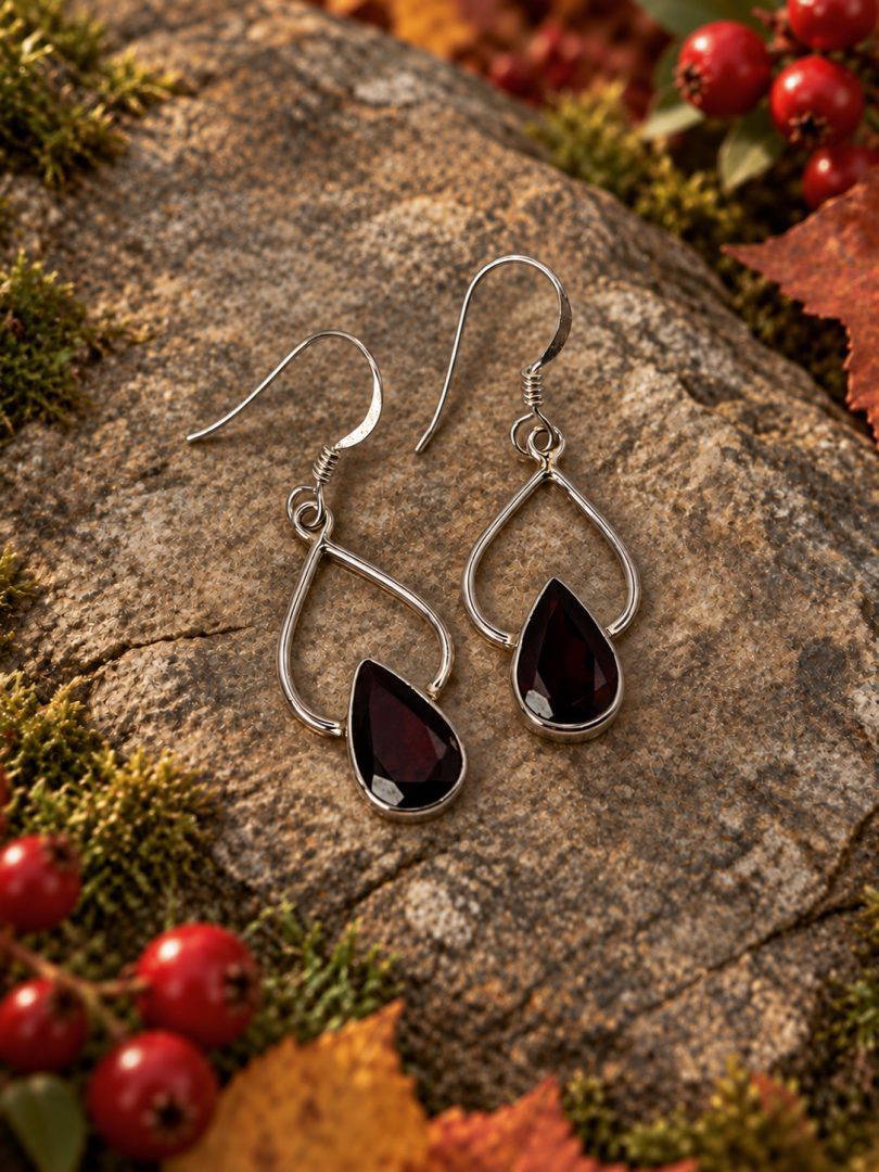 Garnet Pear Drop Earrings 3.7g - Image 2