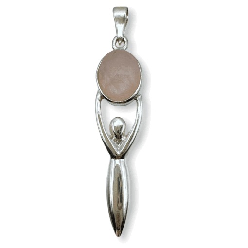Rose Quartz Checkered Cut Goddess Pendant