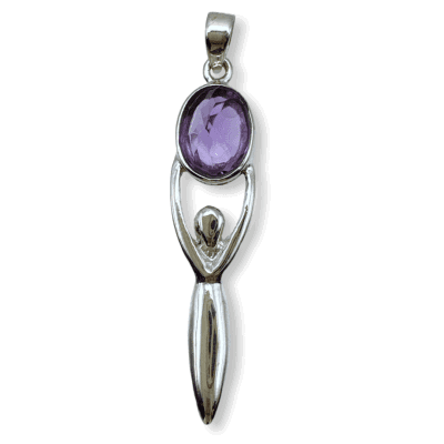 Amethyst Checkered Cut Goddess Pendant