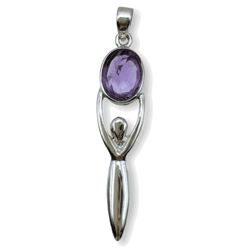 Amethyst Checkered Cut Goddess Pendant