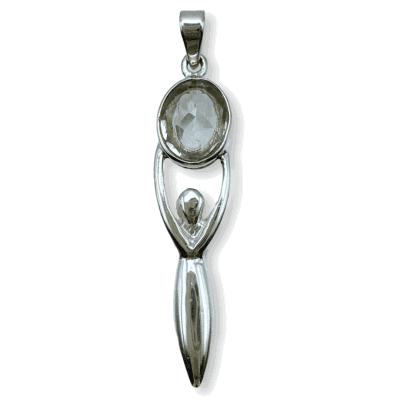 Prasiolite Checkered Cut Goddess Pendant