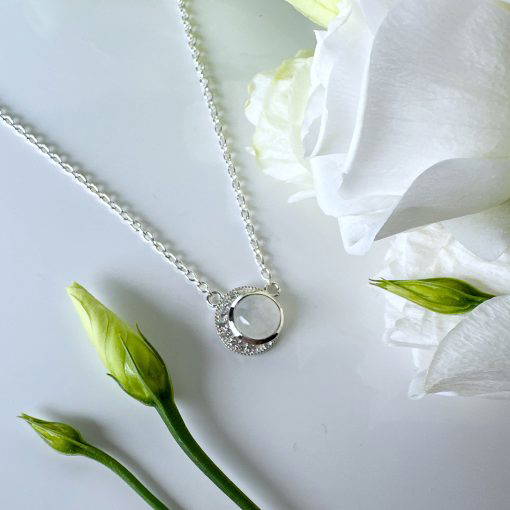 Moonstone & Topaz Crescent Necklace - Image 2