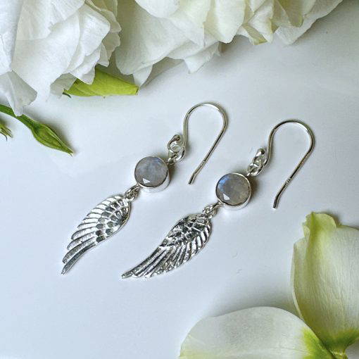 Moonstone Angel Wing Earrings - Image 2