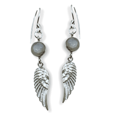 Moonstone Angel Wing Earrings